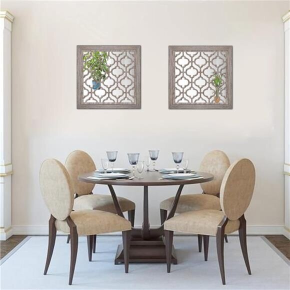 2pcs Set Square Moroccan Cutout Wall Mirror Decor - Picture 2 of 7